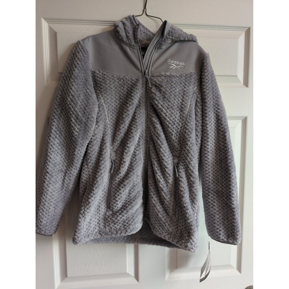 Reebok Womens Lightweight Hooded Fleece Jacket - Medium - Dove Gray